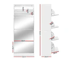 Artiss Shoe Rack Cabinet Mirror 60 Pairs White Rira