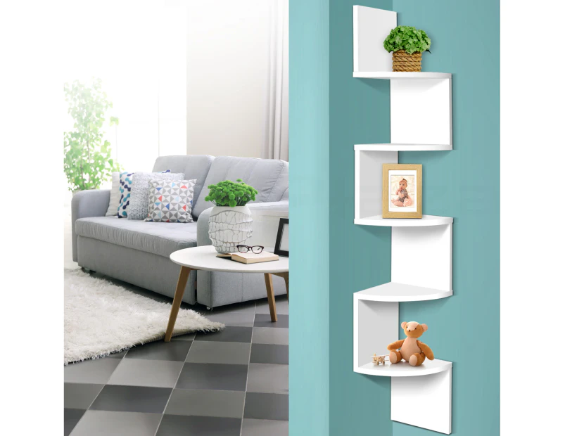 Artiss Wall Shelf Corner Floating 5-Tier White