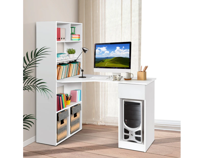 Artiss Computer Desk Bookshelf Drawer Cabinet White 120CM