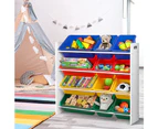 Keezi Kids Toy Box 12 Bins Bookshelf Organiser Children Storage Rack