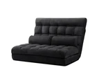 Artiss Lounge Sofa Bed 2-seater Charcoal Suede