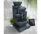 Gardeon Solar Water Feature with LED Lights 4-Tier Blue 72cm