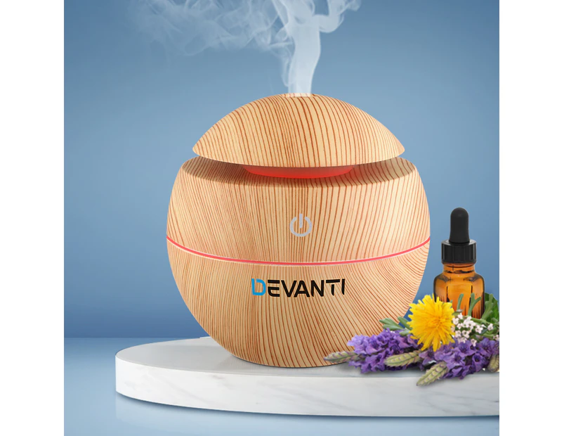 Devanti Aroma Diffuser Aromatherapy Light Wood 130ml