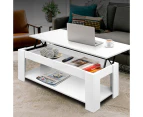 Artiss Lift Up Top Mechanical Coffee Table - White