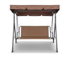 Gardeon Outdoor Swing Chair Garden Bench Furniture Canopy 3 Seater Coffee