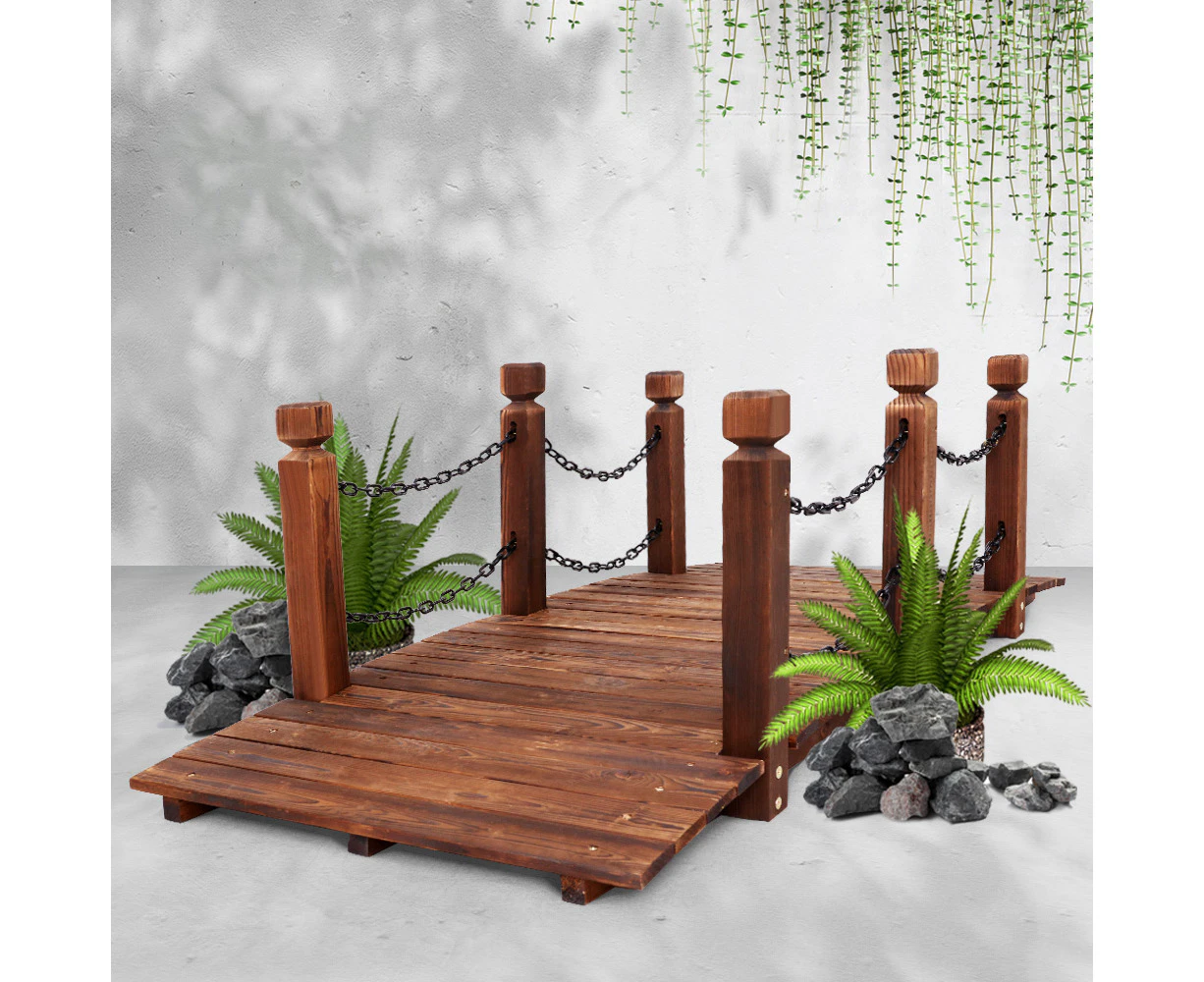 Gardeon Garden Decor Outdoor Ornament Wooden Bridge Chain 160cm