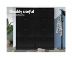 Artiss Shoe Rack Storage Shelf Cabinet 60 Pairs 4 Doors - Black