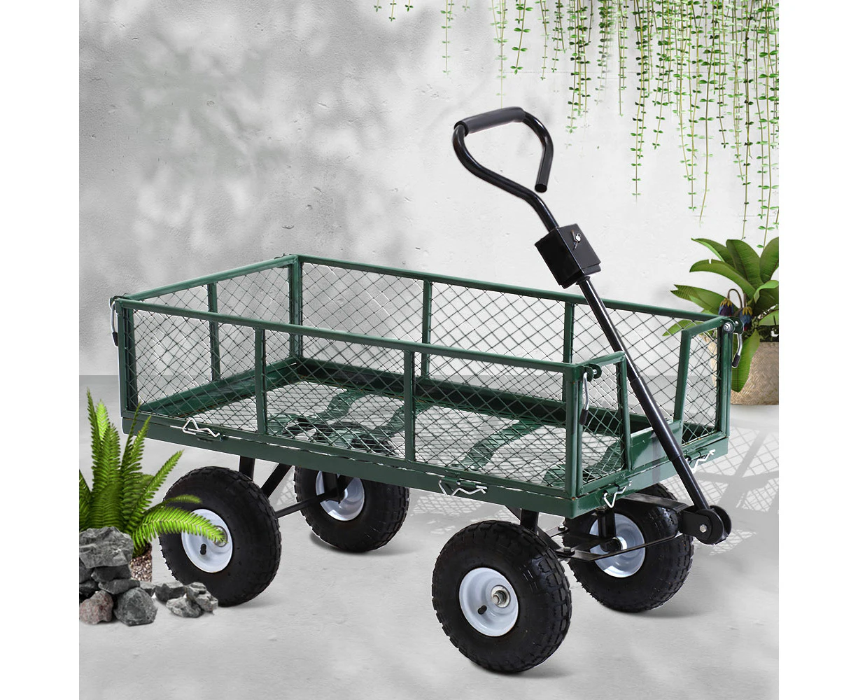 Gardeon 360kg Mesh Garden Cart Steel Removable Sides Trolley Wagon ATV Trailer