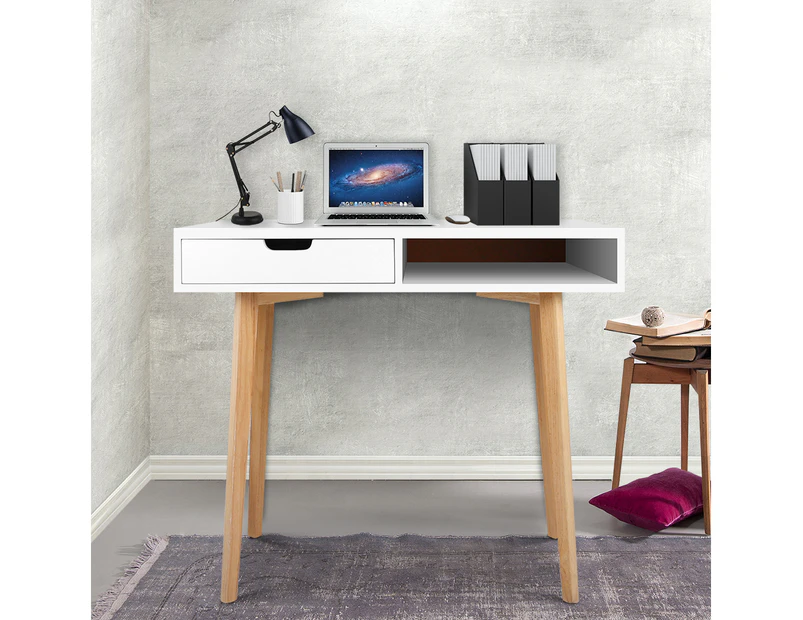 Artiss Computer Desk Drawer Cabinet Shelf White 90CM