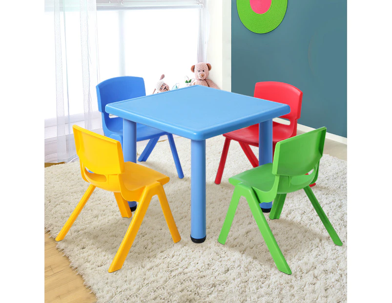 Keezi 5PCS Kids Table and Chairs Set Children Study Desk Furniture Plastic 4 Chairs