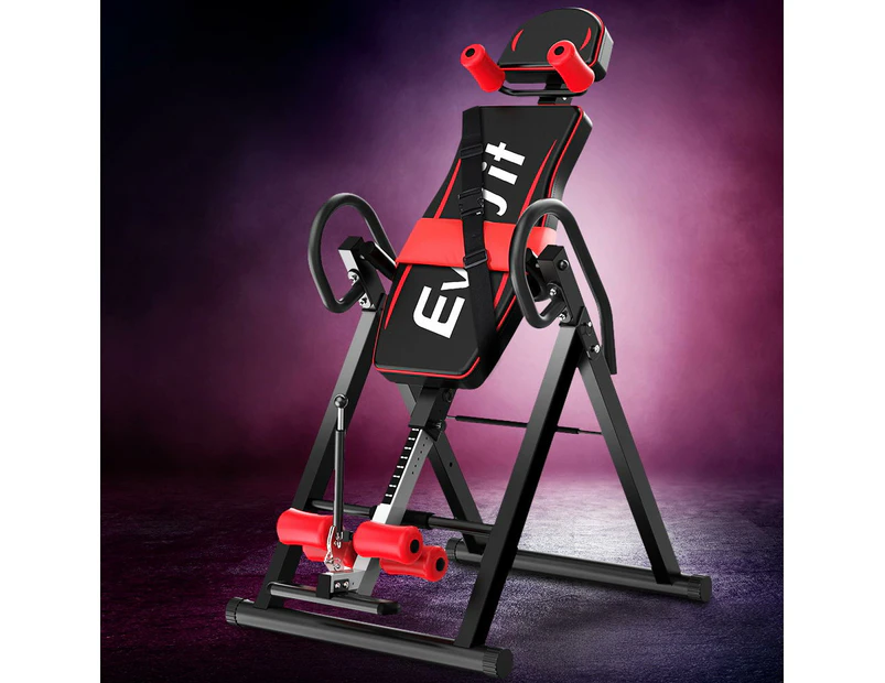 Everfit Inversion Table Gravity Exercise Inverter Back Stretcher Home Gym Black