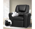 Keezi Kids Recliner Chair Black PU Leather Sofa Lounge Couch Children Armchair