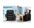 Keezi Kids Recliner Chair Black PU Leather Sofa Lounge Couch Children Armchair