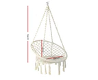 Gardeon Hammock Chair Outdoor Hanging Macrame Cotton Indoor Cream