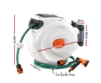 Greenfingers Water Hose Reel 30M Retractable Garden Spray Gun Auto Rewind Wall