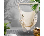 Gardeon Hanging Hammock Chair Outdoor Swing Hammocks Tassel Cream
