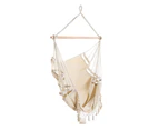 Gardeon Hanging Hammock Chair Outdoor Swing Hammocks Tassel Cream