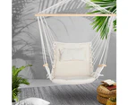 Gardeon Hammock Chair Hanging with Armrest Camping Hammocks Cream