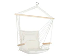 Gardeon Hammock Chair Hanging with Armrest Camping Hammocks Cream