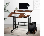 Artiss Laptop Desk Table Adjustable Dark Wood 80CM