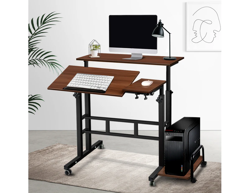 Artiss Laptop Desk Table Adjustable Dark Wood 80CM