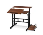 Artiss Laptop Desk Table Adjustable Dark Wood 80CM