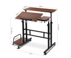 Artiss Laptop Desk Table Adjustable Dark Wood 80CM