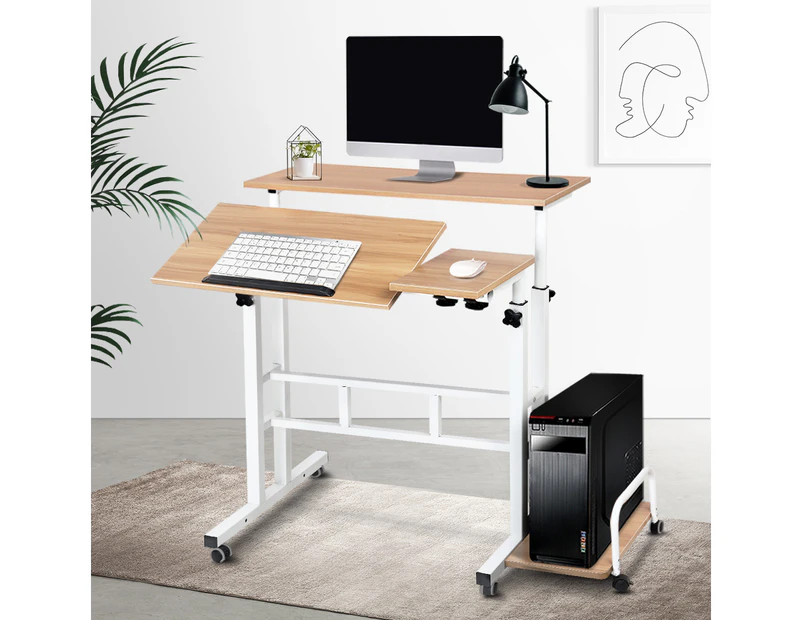 Artiss Laptop Desk Table Adjustable Light Wood 80CM