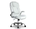 Artiss 8 Point Massage Office Chair PU Leather White