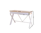 Metal Desk with Drawer - White with Oak Top