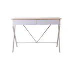 Metal Desk with Drawer - White with Oak Top