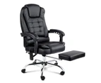 Artiss 8 Point Massage Office Chair PU Leather Footrest Black