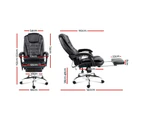 Artiss 8 Point Massage Office Chair PU Leather Footrest Black