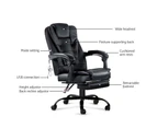 Artiss 2 Point Massage Office Chair PU Leather Footrest Black