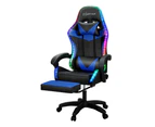 Artiss 6 Point Massage Gaming Office Chair 7 LED Footrest Blue