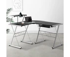 Artiss Computer Desk L-Shape Keyboard Tray Shelf Black