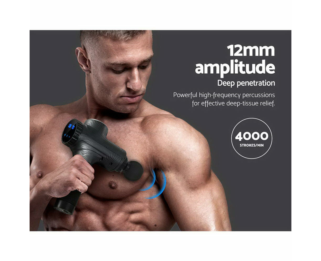 Electric Massager Gun Vibration 6 Heads Muscle Therapy - Grey | Catch.com.au