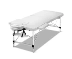 Zenses Massage Table 75cm Portable 2 Fold Aluminium Beauty Bed White
