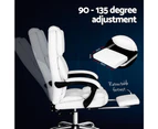 Artiss Executive Office Chair Leather Footrest White