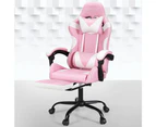 Artiss 2 Point Massage Gaming Office Chair Footrest Pink