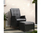 Gardeon Recliner Chair Sun lounge Wicker Lounger Outdoor Furniture Patio Adjustable Black