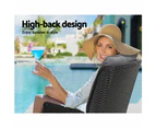 Gardeon 2PC Recliner Chair Sun lounge Wicker Lounger Outdoor Furniture Adjustable Black