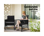 Gardeon 3PC Bistro Set Outdoor Furniture Rattan Table Chairs Cushion Patio Garden Lyra