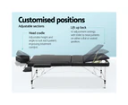 Zenses Massage Table 70cm Portable 3 Fold Aluminium Beauty Bed Black