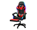 Artiss 6 Point Massage Gaming Office Chair 7 LED Footrest Red