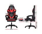 Artiss 6 Point Massage Gaming Office Chair 7 LED Footrest Red