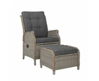 Gardeon Recliner Chair Sun lounge Wicker Lounger Outdoor Furniture Patio Adjustable Grey