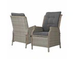 Gardeon Recliner Chair Sun lounge Wicker Lounger Outdoor Furniture Patio Adjustable Grey