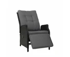 Gardeon Recliner Chairs Sun lounge Wicker Lounger Outdoor Furniture Patio Adjustable Black