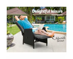 Gardeon Recliner Chairs Sun lounge Wicker Lounger Outdoor Furniture Patio Adjustable Black